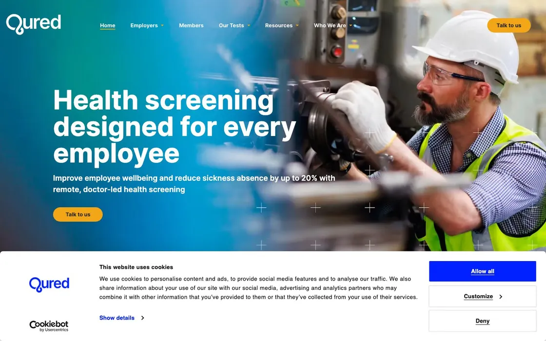 Qured website, above the fold